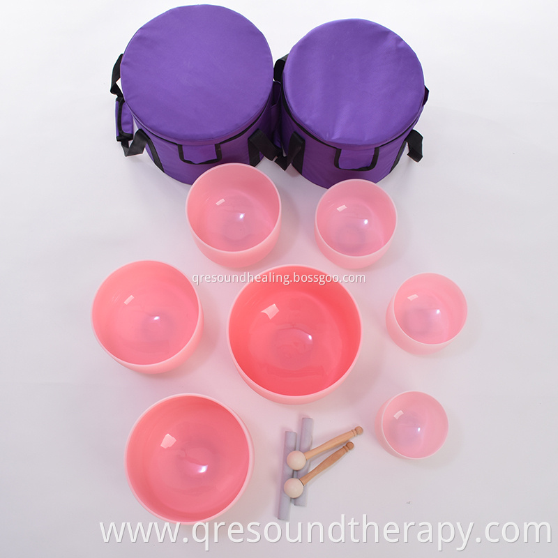 pink crystal singing bowls